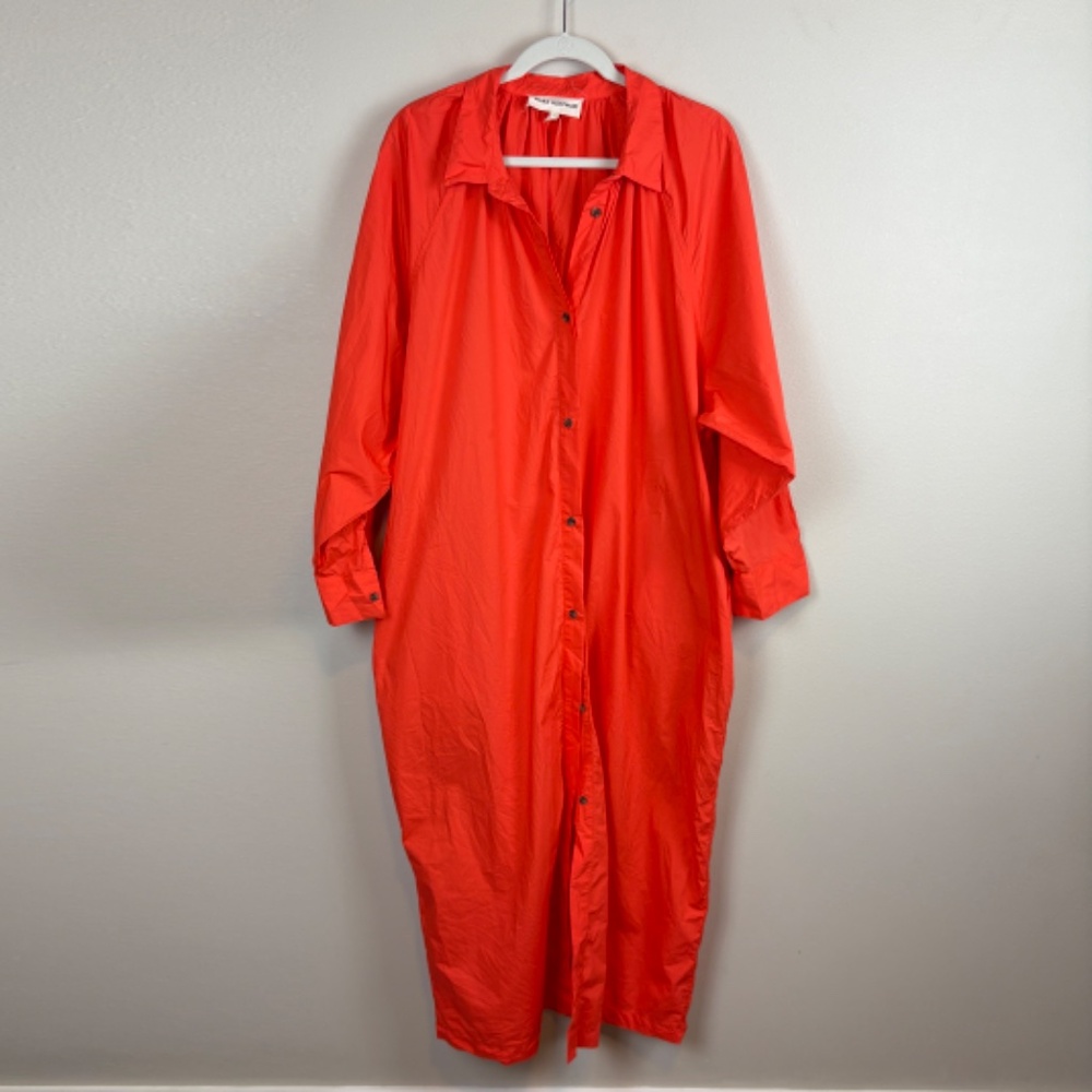 Mara Hoffman Cleo Organic Cotton Midi Shirt Dress in Poppy - Size Large - Picture 2 of 6